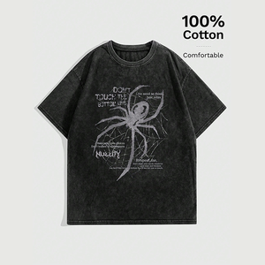 T-shirts délavés vintage personnalisés pour hommes Streetwear T-shirt délavés coupe ample à l'acide Crew à manches courtes, T-shirt de fitness - Product Image 1