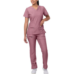 Vaslcare-Uniforme de enfermera para salón de belleza al por mayor, conjunto de exfoliación para mujer, Top con cuello en V y pantalones con múltiples bolsillos mejorados - Product Image 1