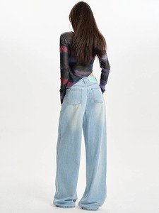 Haute qualité femmes jambe droite Denim jean décontracté jambe large pantalon coupe ample respirant lavé techniques pour les fêtes Streetwear - Product Image 2