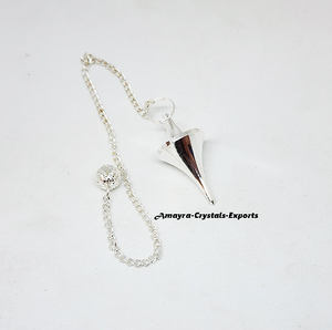 Beau pendule en métal plaqué argent pendule de radiesthésie à prix raisonnable Acheter chez Amayra Crystals Exports India - Product Image 4