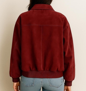 Veste de motard en cuir de mouton fait à la main Baggy Fit femmes rétro moto double boutonnage coupe-vent hiver - Product Image 5