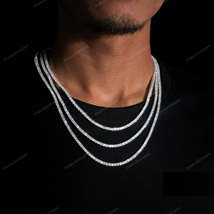 4mm 20inch Moissanite Tennis Chaîne Collier Plaqué Or Style Hip Hop Unisexe Pendentif Collier Vente En Gros - Product Image 3