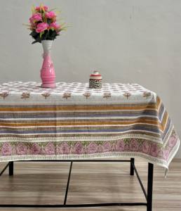 Mantel de Algodón Estampado a Mano: Rayas Florales, Lino Boho para Mesa de Comedor, Decoración Étnica para el Hogar al Mejor Precio - Product Image 2