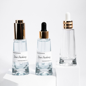 Elegante einzigartige 30 ml dreieckige konische flache Schulter leer <span class=keywords><strong>Cear</strong></span> 30 ml Serum öl flaschen mit galvani siertem Pressen tropfer - Product Image 1