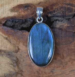 Pendentif en argent sterling 925 plaqué or vintage, serti à la main, avec pierres précieuses Labradorite bleue et Pierre de lune noire - Product Image 3