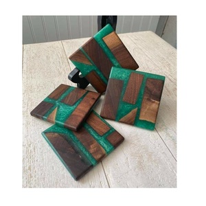 Square Shape <b>Coasters</b> Best Quality Mango Wood & Resin <b>Coaster</b> for Hotel Handmade Wooden Mug <b>Coaster</b> for Home <b>Table</b> Decoration - Product Image 1
