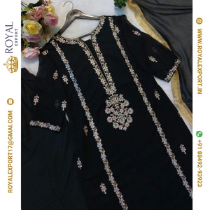 Lancement d'un fabricant de collections de costumes trois pièces en georgette à broderie lourde par Royal Export à Surat - Product Image 4