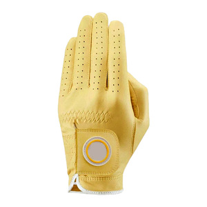Gants de Golf en cuir de peau d'agneau de couleur jaune douce de haute qualité gant de Logo personnalisé respirant pour golfeur gants de Golf tous temps - Product Image 2