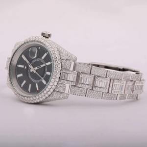 Reloj de diamantes de moissanita de tono Blanco clásico totalmente helado Hip Hop Bling VVS movimiento automático de acero inoxidable de lujo - Product Image 2