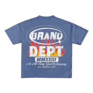 เสื้อยืดสำหรับผู้ชายผ้าฝ้ายแนวสตรีทเสื้อยืดเข้ารูปสีฟ้าพิมพ์ลายโลโก้ออกแบบได้ตามต้องการ - Product Image 5