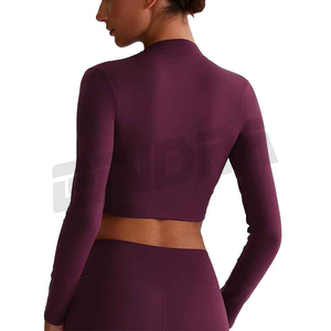 Seamless Women Sport Set Zip <b>Long</b> Sleeve Yoga Crop Top High Waist Leggings Workout <b>Matching</b> Gym Outfit Activewear Fitness Bra - Product Image 5