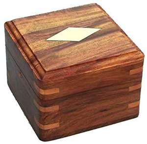 Boussole cardan en laiton gravée à la main boîte en bois carrée Camping randonnée Souvenir boussole ronde à collectionner pour la décoration intérieure - Product Image 1