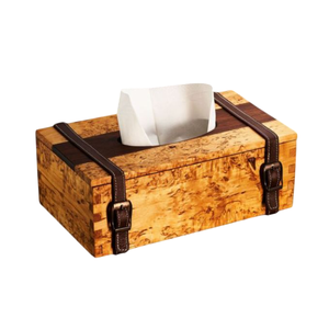 Boîte à mouchoirs carrée en bois de chêne faite à la main exclusive et écologique Porte-serviettes décoratif moderne et luxueux Table de salle de bain - Product Image 5