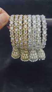 Premium Quality Handcrafted Ethnic Kundan Latkan <b>Bangles</b> with Custom Size available at Best Price from India - Product Image 6