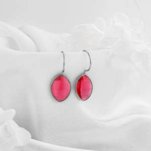 ต่างหูคริสตัลสีชมพูเชอร์รี่สีเงิน - Product Image 2