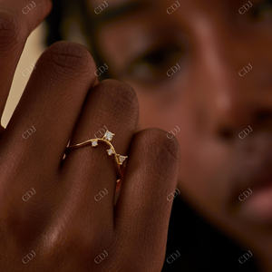 Anillo de boda de oro Real de 18K para mujer, banda de boda personalizada con diamantes cultivados en laboratorio pulido - Product Image 5