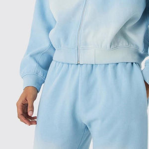 Venta al por mayor personalizado algodón lavado ácido ajuste Regular invierno sólido ecológico Reversible transpirable a prueba de viento chándal de los hombres - Product Image 6