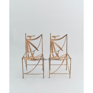 เก้าอี้เหล็กตกแต่งลายดอกไม้ดีไซน์เรียบง่ายสีทองโรงแรมวิลล่าร้านอาหารและบ้านห้องนั่งเล่นเฟอร์นิเจอร์ - Product Image 5