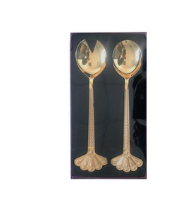 Serveur de salade en acier inoxydable 2 pièces couverts nouveau design fait à la main couverts de salade cuillère Design antique - Product Image 4