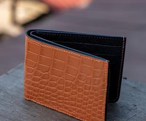 กระเป๋าสตางค์สั้นสองพับลายบัตรจระเข้แบบหลายใบโลโก้ออกแบบได้ตามต้องการ - Product Image 1