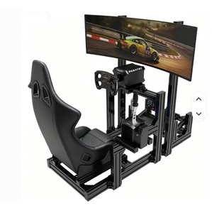 Cockpit de simulation de course complet Han Te en gros, personnalisable et réglable, série 5000, en aluminium, pour usage domestique, finition anodisée argent/noir - Product Image 2