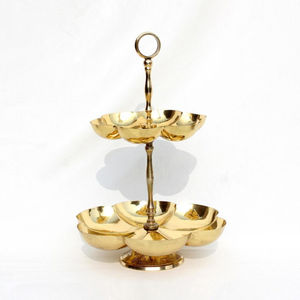 Elegancia decorativa 2 niveles latón oro pastel soporte decoración del hogar MESA CENTRO DE MESA Hotel y restaurante suministros - Product Image 1