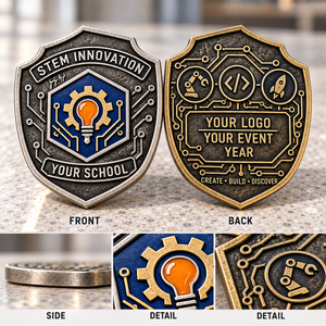 Monedas de Desafío STEM Personalizadas para Clubes de Robótica Escolares, Ferias Científicas y Eventos Maker, OEM ODM - Product Image 2