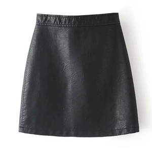 กระโปรงคลุมเข่าเอวสูงสำหรับผู้หญิงกระโปรงหนังเทียมแบบลำลองพร้อมเข็มขัดตกแต่งสินค้ามาใหม่ - Product Image 2