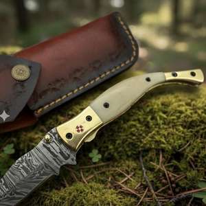 Hot Selling Premium Custom Handmade Damascus Steel Folding <b>Knife</b> Top Selling <b>EDC</b> <b>Pocket</b> <b>Utility</b> <b>Knife</b> Personalized Logo OEM - Product Image 3