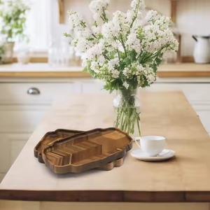 Plateau en bambou fonctionnel pour servir des collations, du café et du thé ou comme organisateur de cuisine avec poignées intégrées - Product Image 2