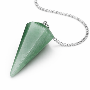 Cristaux de pendule d'amour en aventurine verte polie en vrac, chaîne en argent, pierre de guérison naturelle, Reiki, radiesthésie, méditation, équilibre énergétique - Product Image 1