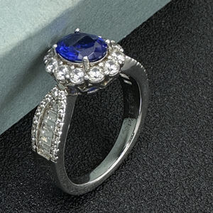 Igi certificado Lab-Grown Blue Diamond anillo de compromiso 14K/18K oro sólido dos piedras joyería bisel ajuste boda Hip Hop regalo - Product Image 6