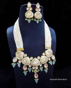 Bijoux de mode de mariée élégants du fabricant indien qualité supérieure blanc Kundan multicolore perle zircon en laiton pour les filles - Product Image 6