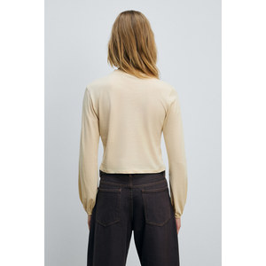 GRIMELANGE TIMBALI Women's <b>100</b>% Cotton Soft Fabric Printed Sleeve Edge Elasticated <b>Balloon</b> Sleeve T-Shirt - Product Image 3