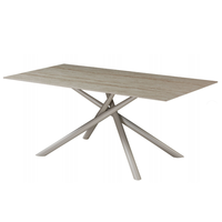 Vente en gros de meubles de chambre en placage pour la maison ou l'hôtel Ensemble de table à manger design moderne avec dessus en MDF et pieds en métal