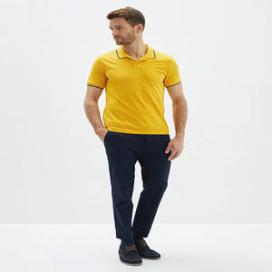 EW asual ear hhut lelehole Hole ALE Heap ICE Lain ellow olored 100% ottotton nitnitted ababric olo shirt o Men - Product Image 6