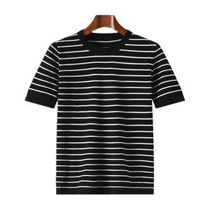 Camiseta de algodón 100% de manga regular para hombre, jersey de cuello redondo con patrón sólido, tejido antiarrugas, transpirable, informal, de verano - Product Image 1