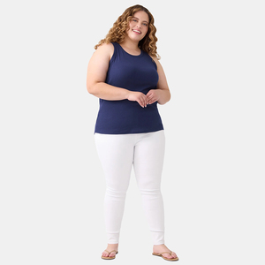 Camisetas sin mangas acanaladas de alta calidad para mujer, ropa deportiva sin mangas elástica cómoda de Color azul marino, camiseta sin mangas holgada - Product Image 4