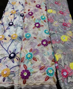 3D Hand <b>Beaded</b> Embroidered Net Fabric Luxury <b>Beaded</b> Fabric for <b>Garments</b> - Product Image 3