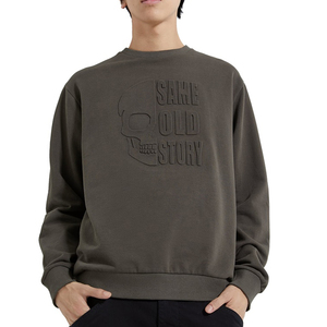 Meilleure vente hommes hiver surdimensionné charbon de bois 3D Logo en relief col rond polaire sweat respirant coupe-vent pour les commandes en gros - Product Image 1