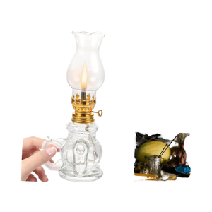 Đèn dầu hỏa thủy tinh sang trọng cổ điển, thân đèn bằng kim loại chắc chắn, đèn dầu trang trí nhà cửa phong cách, vật trang trí trung tâm cho lễ Phục Sinh và các dịp khác - Product Image 3