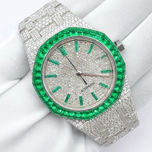 Nueva Llegada Verde Baguette Color VVS Moissanite Mecánico Automático Iced Out Diamond Reloj de Pulsera Hip Hop Moda Mayorista - Product Image 5