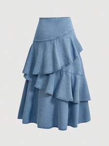 Champ king Winter Denim <b>Long</b> Skirts for Women Button Detail Trending Casual Eco-Friendly Quick Dry to Festival Styles 2025 - Product Image 3