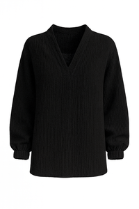 Pull Tunique Femme Chic Col en V Côtelé Longueur Au-dessus du Genou Écologique Respirant 100% Coton Gaufré Un Ensemble - Product Image 3