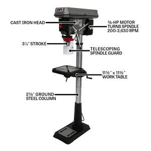 Taladro de Banco Industrial de 15 Pulgadas, 16 Velocidades, 3/4 HP, 115/230V, 1 Fase, Eléctrico - Product Image 5