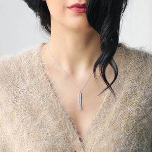 Stick Design Zircon Stone Baguette Shape Silver Pendant Venta al por mayor 925 Sterling Silver Jewelry Joyería fina - Product Image 5