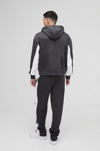 Nuevo diseño chándal 100% algodón logotipo personalizado pantalones apilados y cremallera Sudadera con capucha chándal para hombres - Product Image 5