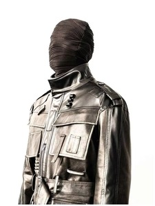 แจ็กเก็ตหนังแกะขนแกะหลากกระเป๋าคอตั้งทรงหลวมสำหรับผู้ชายออกแบบได้ตามต้องการใหม่ - Product Image 3