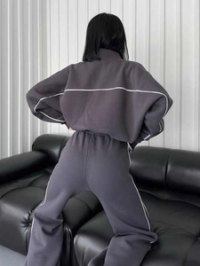 Chándales de mujer de tendencia caliente Moda personalizada Casual Ladies Women Zip up 2 Piece SetHigh Quality Sweat Suits Set - Product Image 6