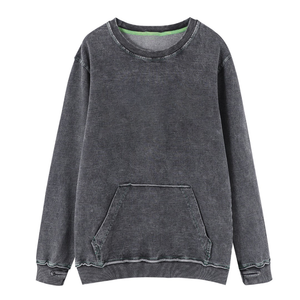 Kingroo Unisex Sorority sudadera de mezclilla negra bolsillo cuello redondo Casual transpirable Anti-retráctil antiarrugas 3D bordado invierno - Product Image 2